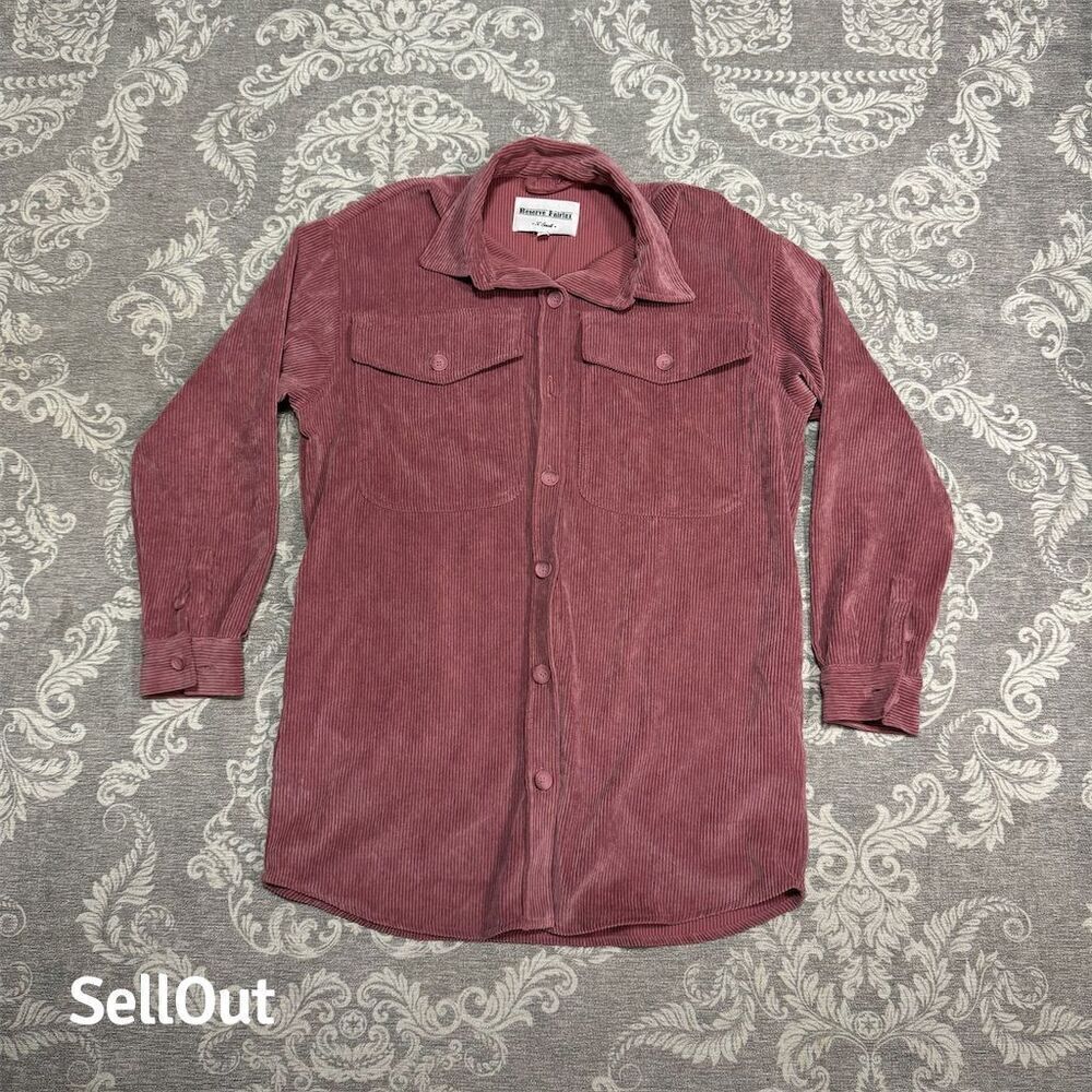 Women's Rose Corduroy Oversized Shirt Jacket Size XS Button-Down Casual Workwear